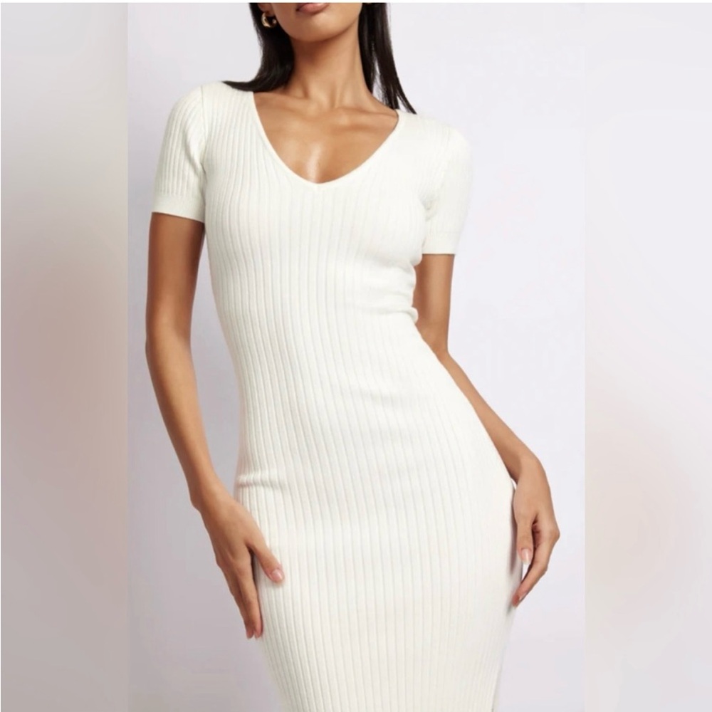 Meshki Nina Short Sleeve Midi Dress - White, XS